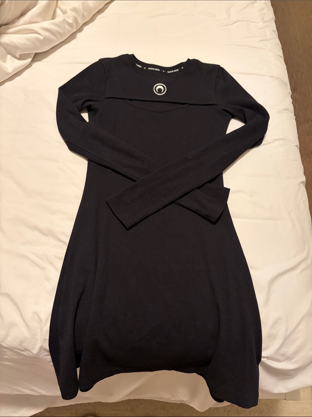 Marine Serre Black Long Sleeve Crescent Logo Knit Dress